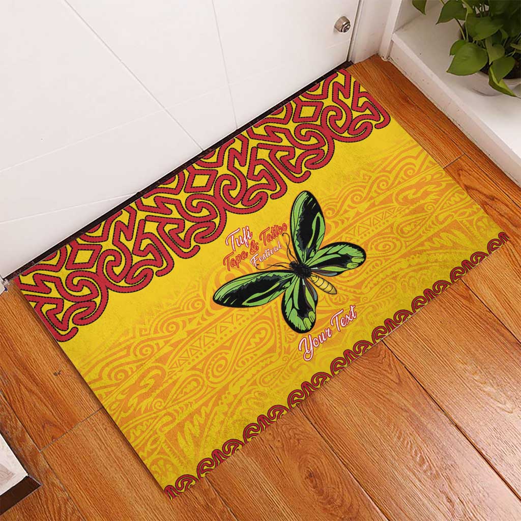 Personalised Tufi Tapa and Tattoo Festival Rubber Doormat PNG Oro Butterfly Tapa Pattern LT14 - Polynesian Pride