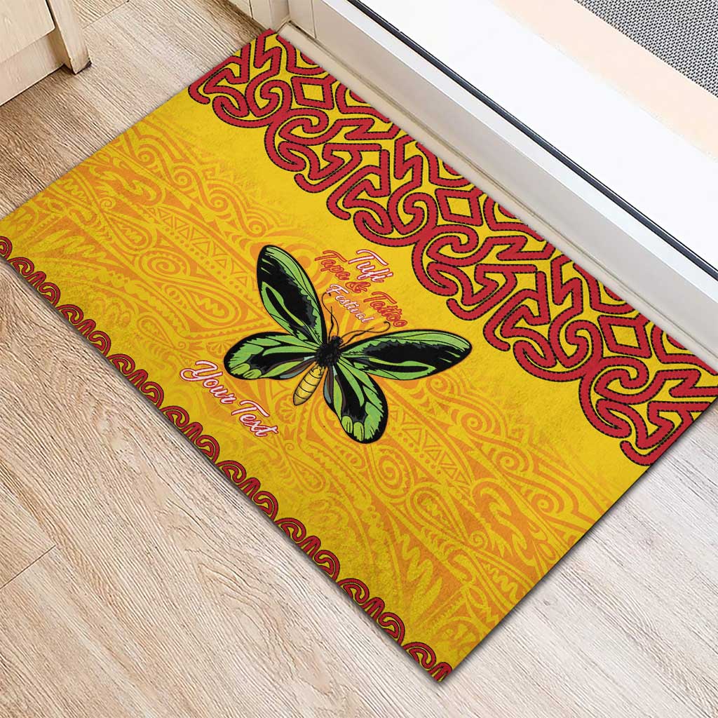 Personalised Tufi Tapa and Tattoo Festival Rubber Doormat PNG Oro Butterfly Tapa Pattern LT14 - Polynesian Pride