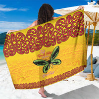 Personalised Tufi Tapa and Tattoo Festival Sarong PNG Oro Butterfly Tapa Pattern LT14 One Size 44 x 66 inches Yellow - Polynesian Pride