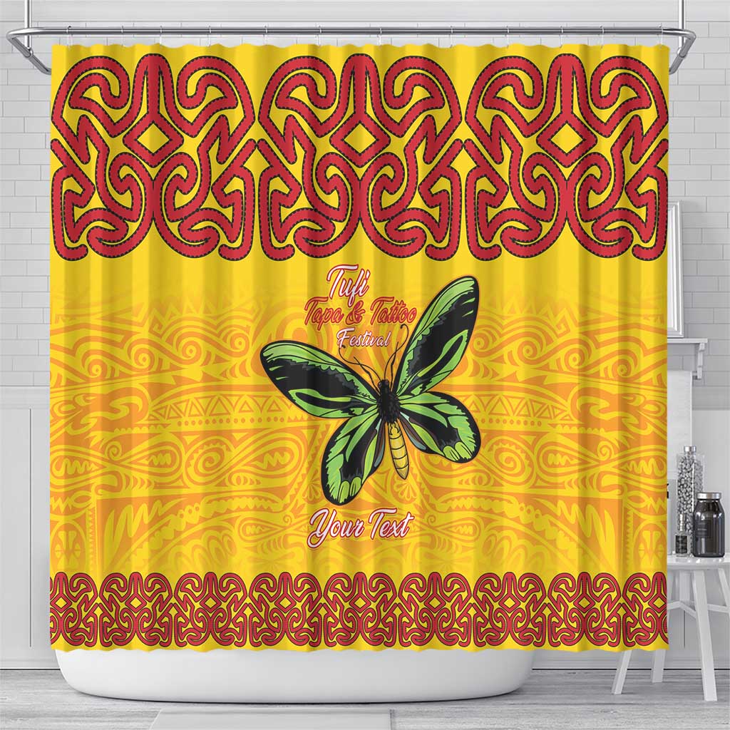 Personalised Tufi Tapa and Tattoo Festival Shower Curtain PNG Oro Butterfly Tapa Pattern LT14 - Polynesian Pride