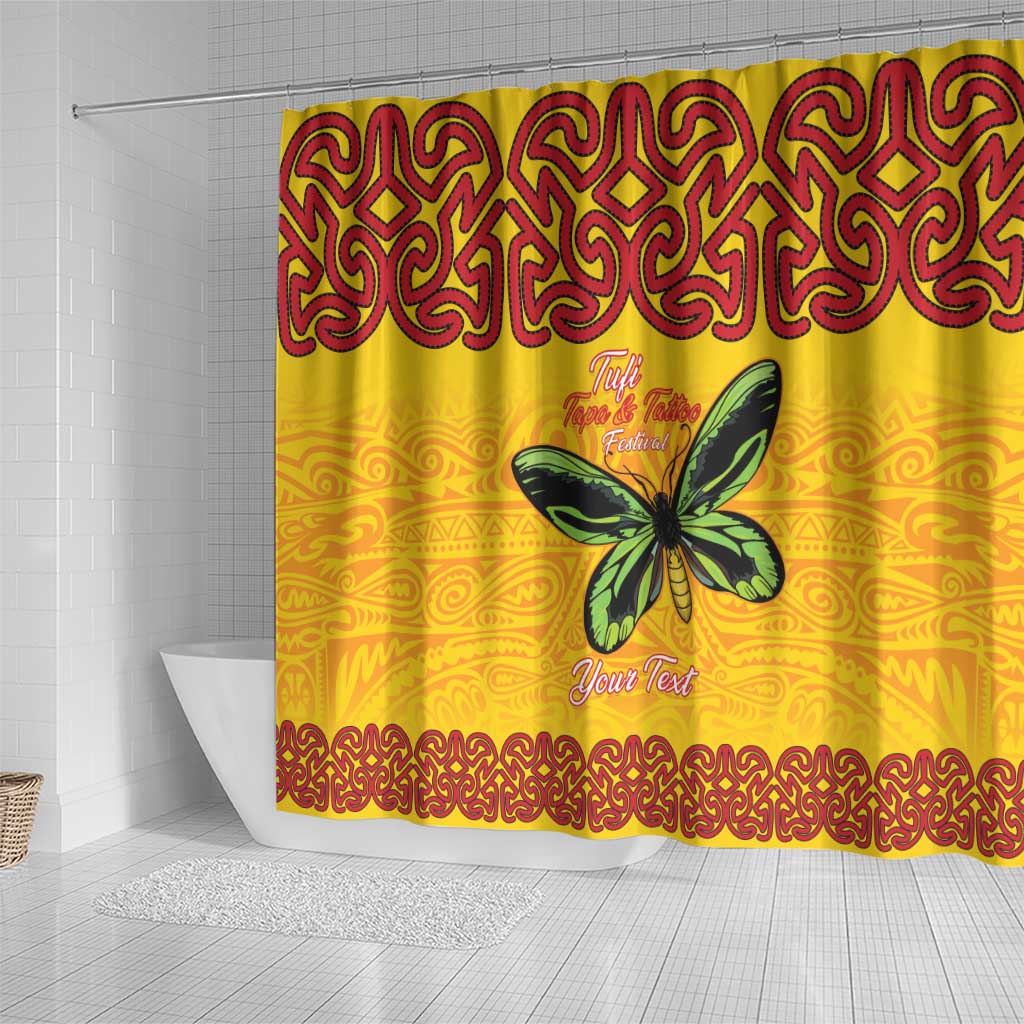 Personalised Tufi Tapa and Tattoo Festival Shower Curtain PNG Oro Butterfly Tapa Pattern LT14 - Polynesian Pride