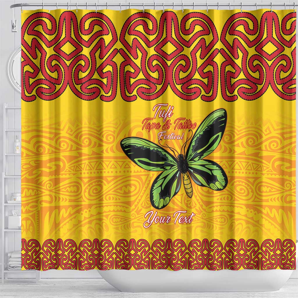 Personalised Tufi Tapa and Tattoo Festival Shower Curtain PNG Oro Butterfly Tapa Pattern LT14 - Polynesian Pride