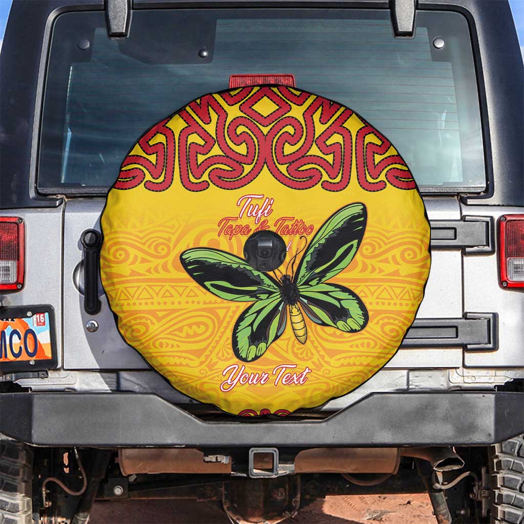 Personalised Tufi Tapa and Tattoo Festival Spare Tire Cover PNG Oro Butterfly Tapa Pattern LT14 Yellow - Polynesian Pride