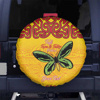 Personalised Tufi Tapa and Tattoo Festival Spare Tire Cover PNG Oro Butterfly Tapa Pattern LT14 No hole Yellow - Polynesian Pride