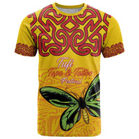 Personalised Tufi Tapa and Tattoo Festival T Shirt PNG Oro Butterfly Tapa Pattern LT14 Yellow - Polynesian Pride