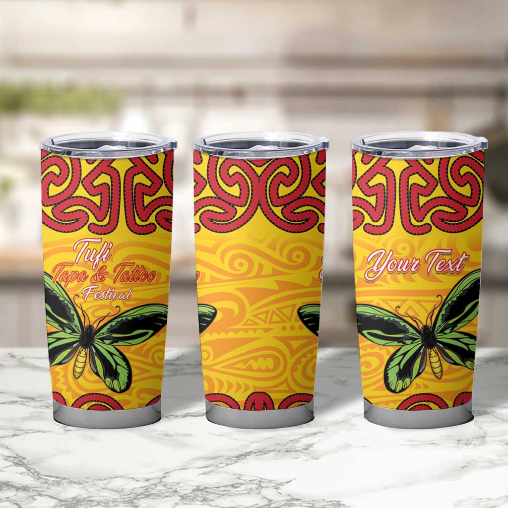 Personalised Tufi Tapa and Tattoo Festival Tumbler Cup PNG Oro Butterfly Tapa Pattern LT14 - Polynesian Pride