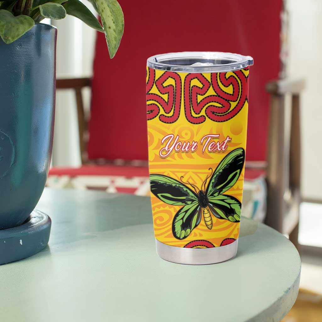 Personalised Tufi Tapa and Tattoo Festival Tumbler Cup PNG Oro Butterfly Tapa Pattern LT14 - Polynesian Pride