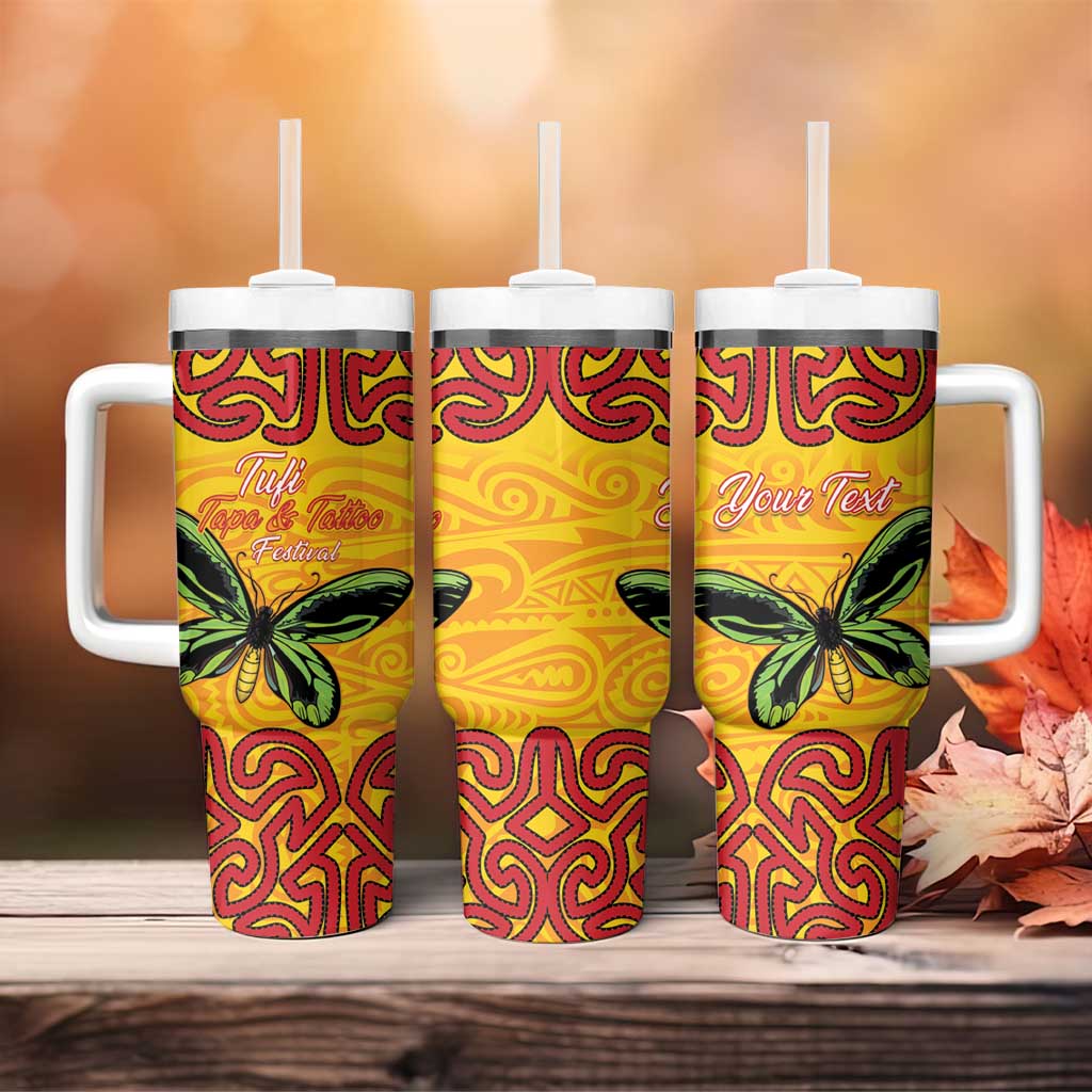 Personalised Tufi Tapa and Tattoo Festival Tumbler With Handle PNG Oro Butterfly Tapa Pattern LT14 - Polynesian Pride