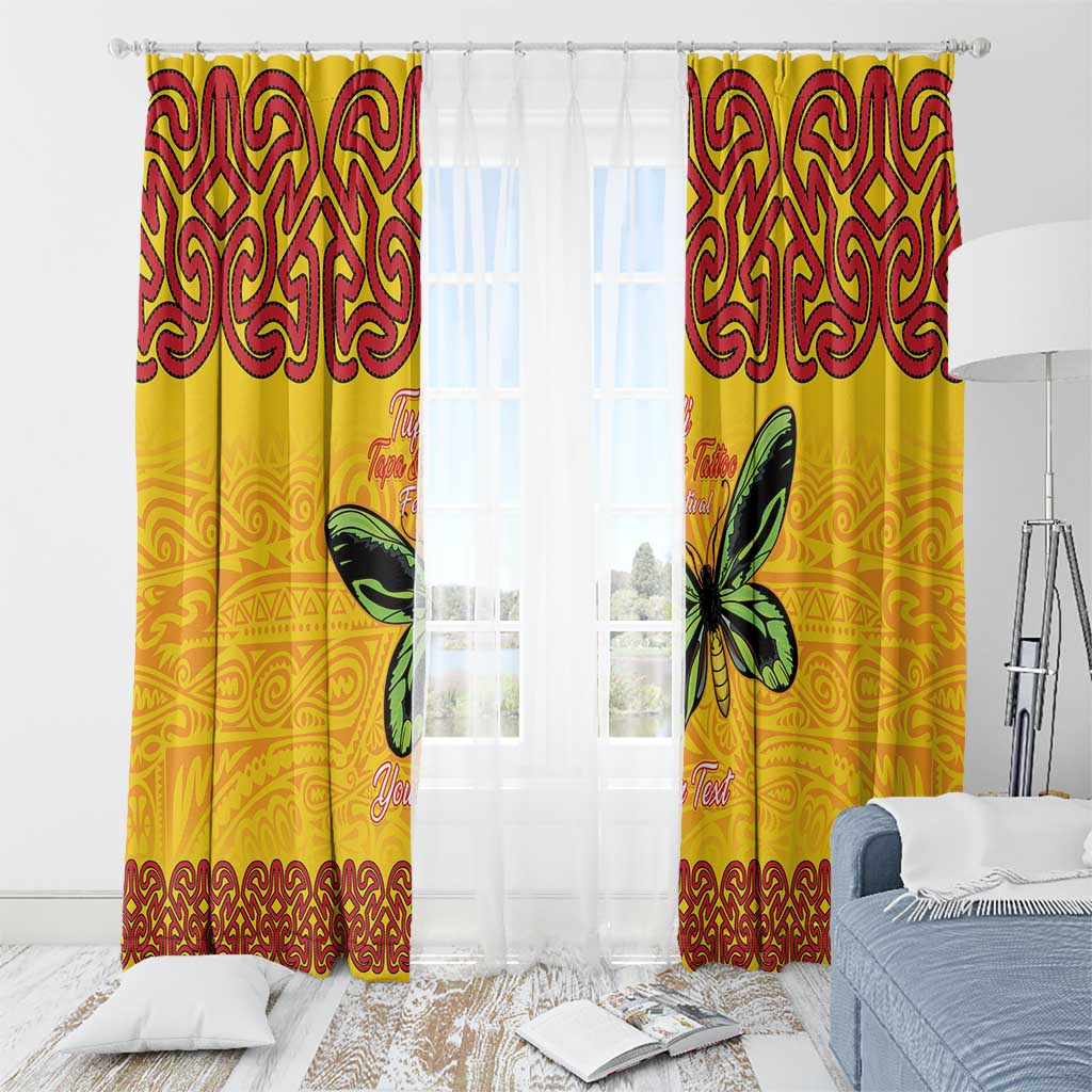 Personalised Tufi Tapa and Tattoo Festival Window Curtain PNG Oro Butterfly Tapa Pattern LT14 - Polynesian Pride
