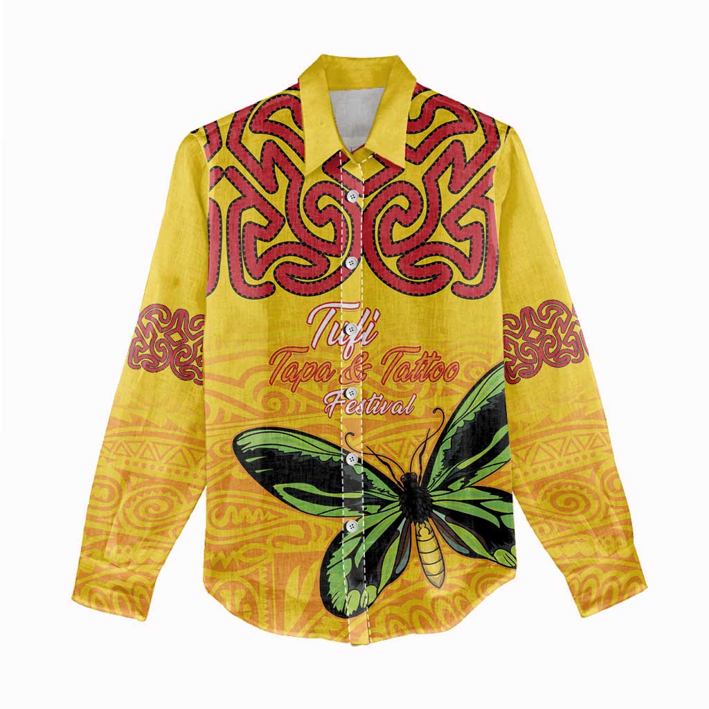 Personalised Tufi Tapa and Tattoo Festival Women Casual Shirt PNG Oro Butterfly Tapa Pattern LT14 - Polynesian Pride