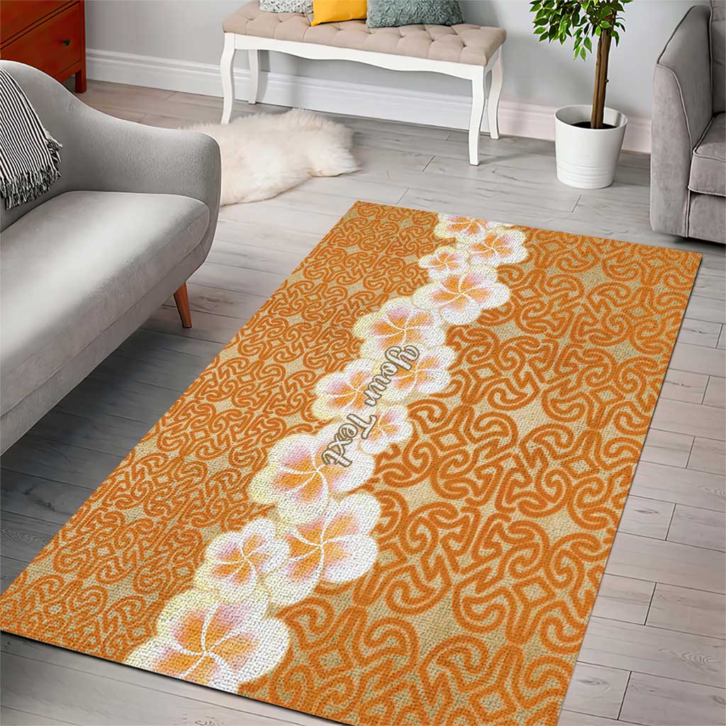 Personalised Tufi Tapa and Tattoo Festival Area Rug Oro Tapa Cloth With Plumeria LT14 - Polynesian Pride