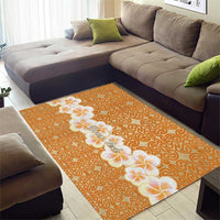 Personalised Tufi Tapa and Tattoo Festival Area Rug Oro Tapa Cloth With Plumeria LT14 - Polynesian Pride