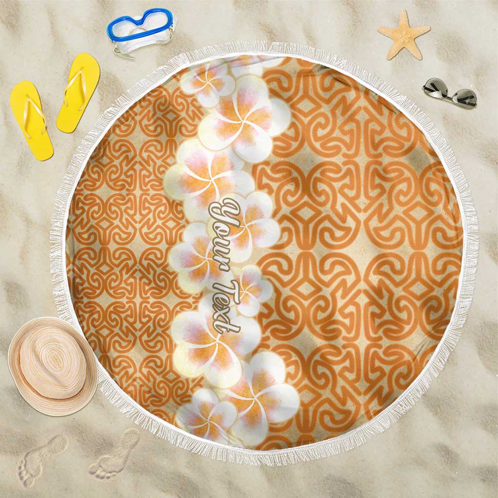 Personalised Tufi Tapa and Tattoo Festival Beach Blanket Oro Tapa Cloth With Plumeria LT14 One Size 150cm Brown - Polynesian Pride