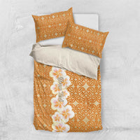 Personalised Tufi Tapa and Tattoo Festival Bedding Set Oro Tapa Cloth With Plumeria LT14 US Twin 172cm x 218cm Brown - Polynesian Pride