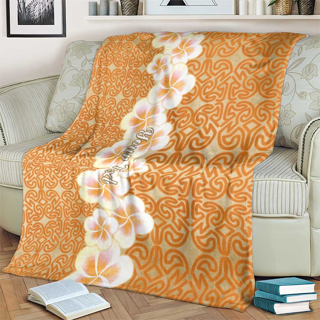Personalised Tufi Tapa and Tattoo Festival Blanket Oro Tapa Cloth With Plumeria LT14 - Polynesian Pride