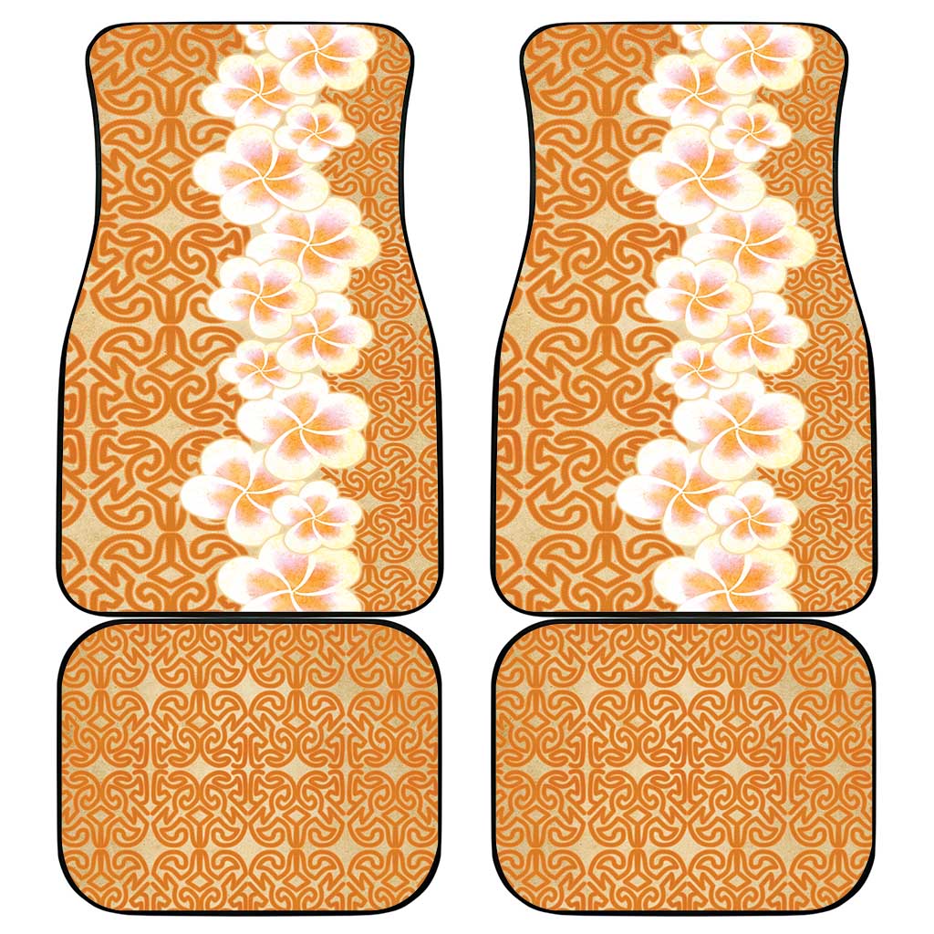 Personalised Tufi Tapa and Tattoo Festival Car Mats Oro Tapa Cloth With Plumeria LT14 - Polynesian Pride