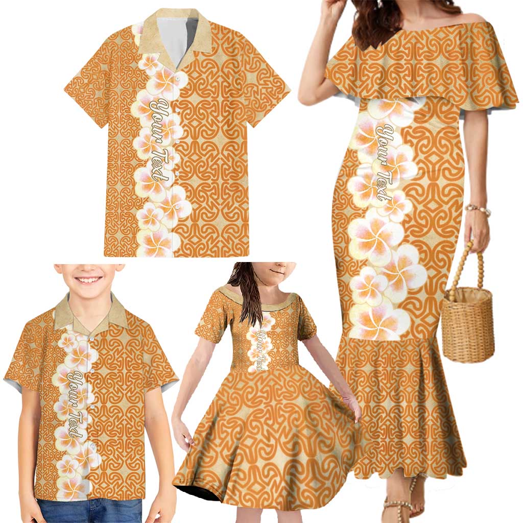Personalised Tufi Tapa and Tattoo Festival Family Matching Mermaid Dress and Hawaiian Shirt Oro Tapa Cloth With Plumeria LT14 - Polynesian Pride