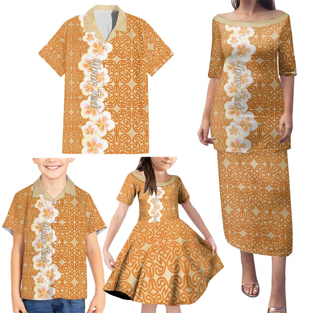 Personalised Tufi Tapa and Tattoo Festival Family Matching Puletasi and Hawaiian Shirt Oro Tapa Cloth With Plumeria LT14 - Polynesian Pride