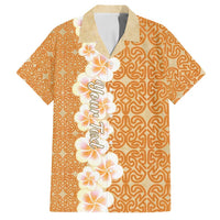Personalised Tufi Tapa and Tattoo Festival Family Matching Tank Maxi Dress and Hawaiian Shirt Oro Tapa Cloth With Plumeria LT14 Dad's Shirt - Short Sleeve Brown - Polynesian Pride