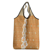 Personalised Tufi Tapa and Tattoo Festival Grocery Bag Oro Tapa Cloth With Plumeria LT14 - Polynesian Pride