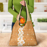 Personalised Tufi Tapa and Tattoo Festival Grocery Bag Oro Tapa Cloth With Plumeria LT14 - Polynesian Pride