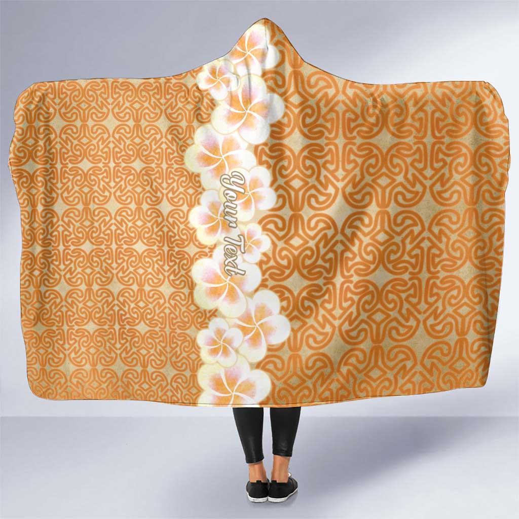 Personalised Tufi Tapa and Tattoo Festival Hooded Blanket Oro Tapa Cloth With Plumeria LT14 One Size Brown - Polynesian Pride