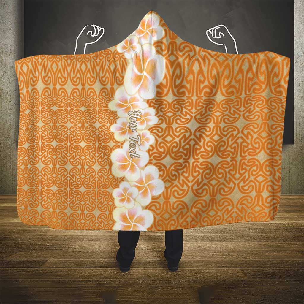 Personalised Tufi Tapa and Tattoo Festival Hooded Blanket Oro Tapa Cloth With Plumeria LT14 - Polynesian Pride
