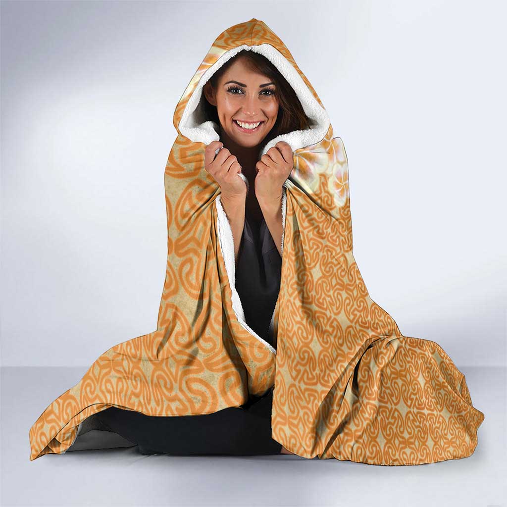 Personalised Tufi Tapa and Tattoo Festival Hooded Blanket Oro Tapa Cloth With Plumeria LT14 - Polynesian Pride
