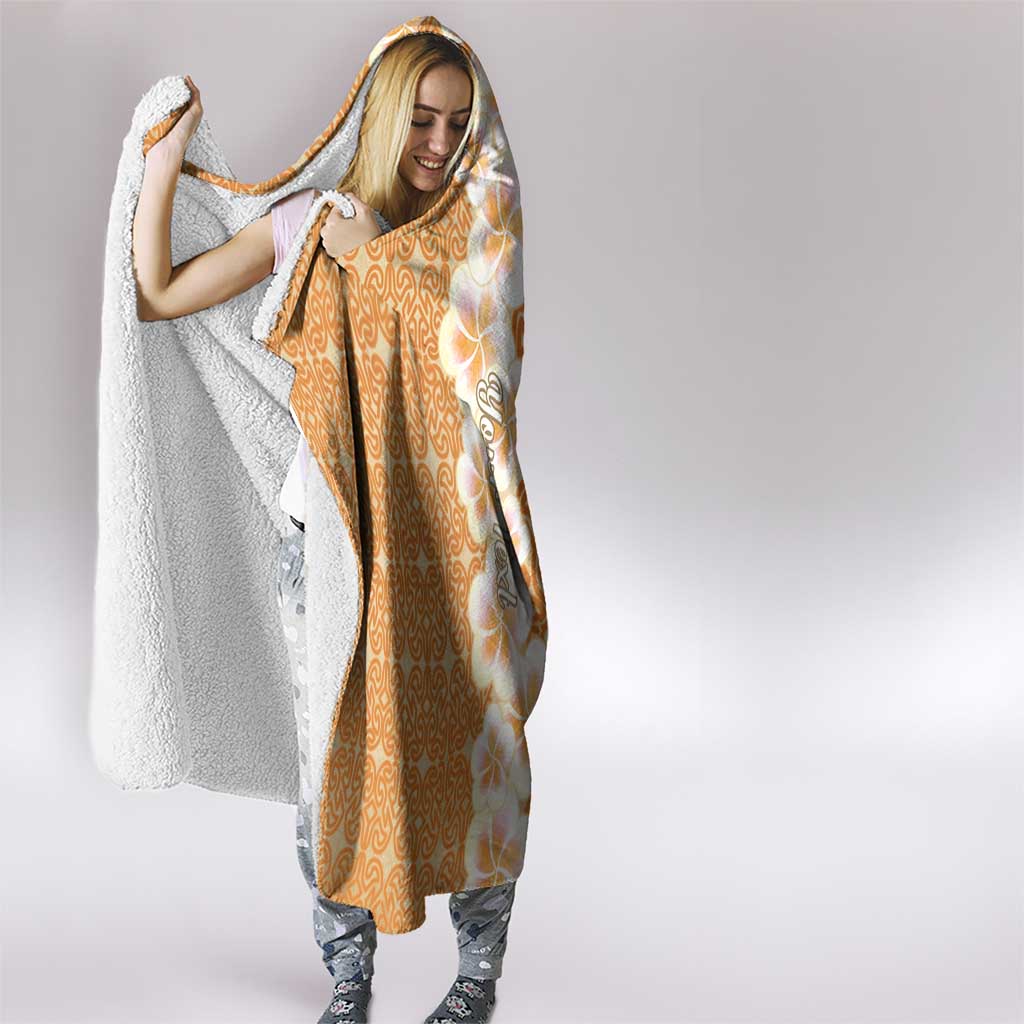 Personalised Tufi Tapa and Tattoo Festival Hooded Blanket Oro Tapa Cloth With Plumeria LT14 - Polynesian Pride
