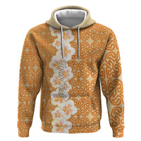 Personalised Tufi Tapa and Tattoo Festival Hoodie Oro Tapa Cloth With Plumeria LT14 Pullover Hoodie Brown - Polynesian Pride