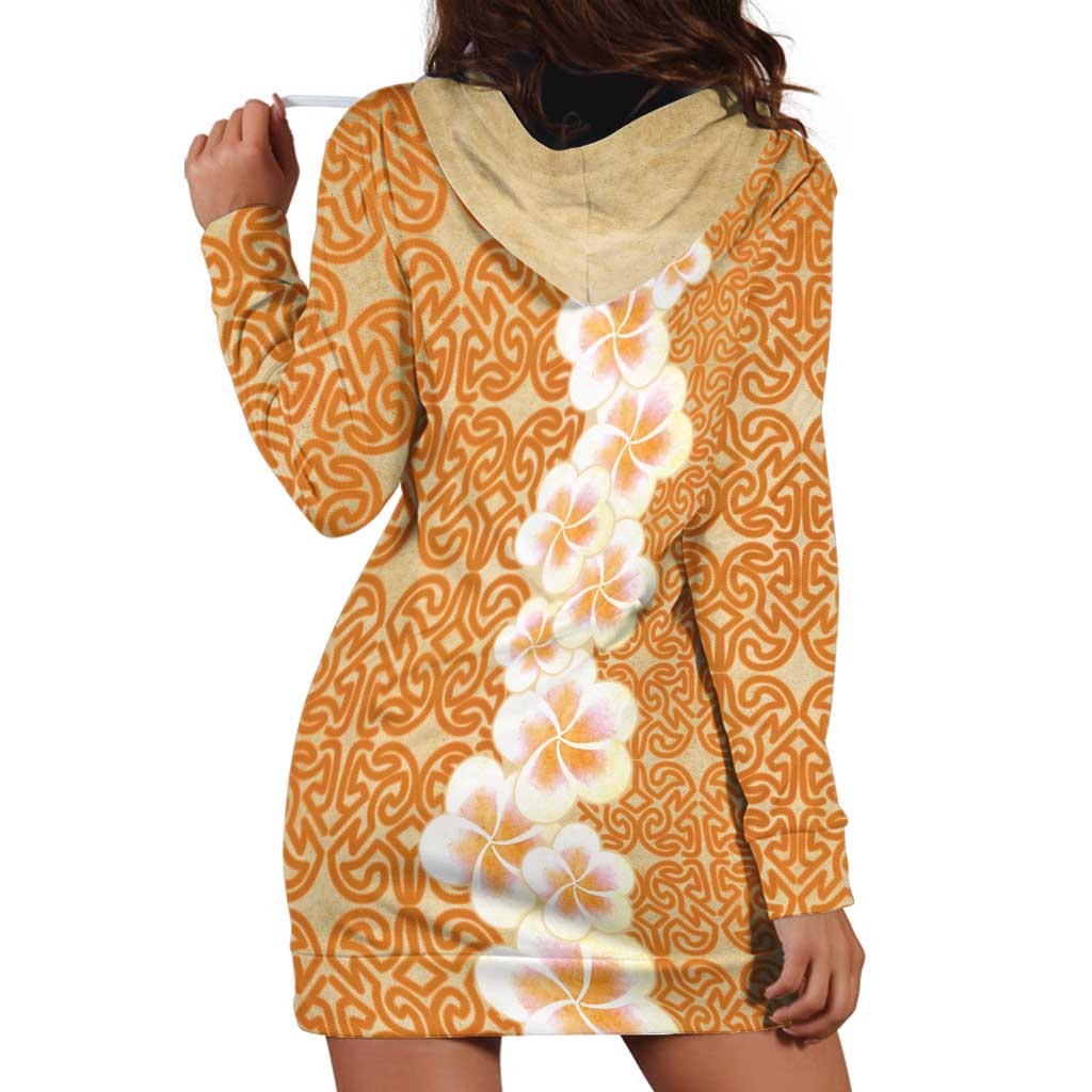 Personalised Tufi Tapa and Tattoo Festival Hoodie Dress Oro Tapa Cloth With Plumeria LT14 - Polynesian Pride