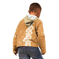 Personalised Tufi Tapa and Tattoo Festival Kid Hoodie Oro Tapa Cloth With Plumeria LT14 - Polynesian Pride