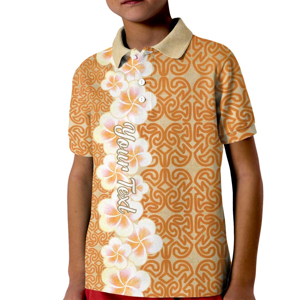 Personalised Tufi Tapa and Tattoo Festival Kid Polo Shirt Oro Tapa Cloth With Plumeria LT14 Kid Brown - Polynesian Pride