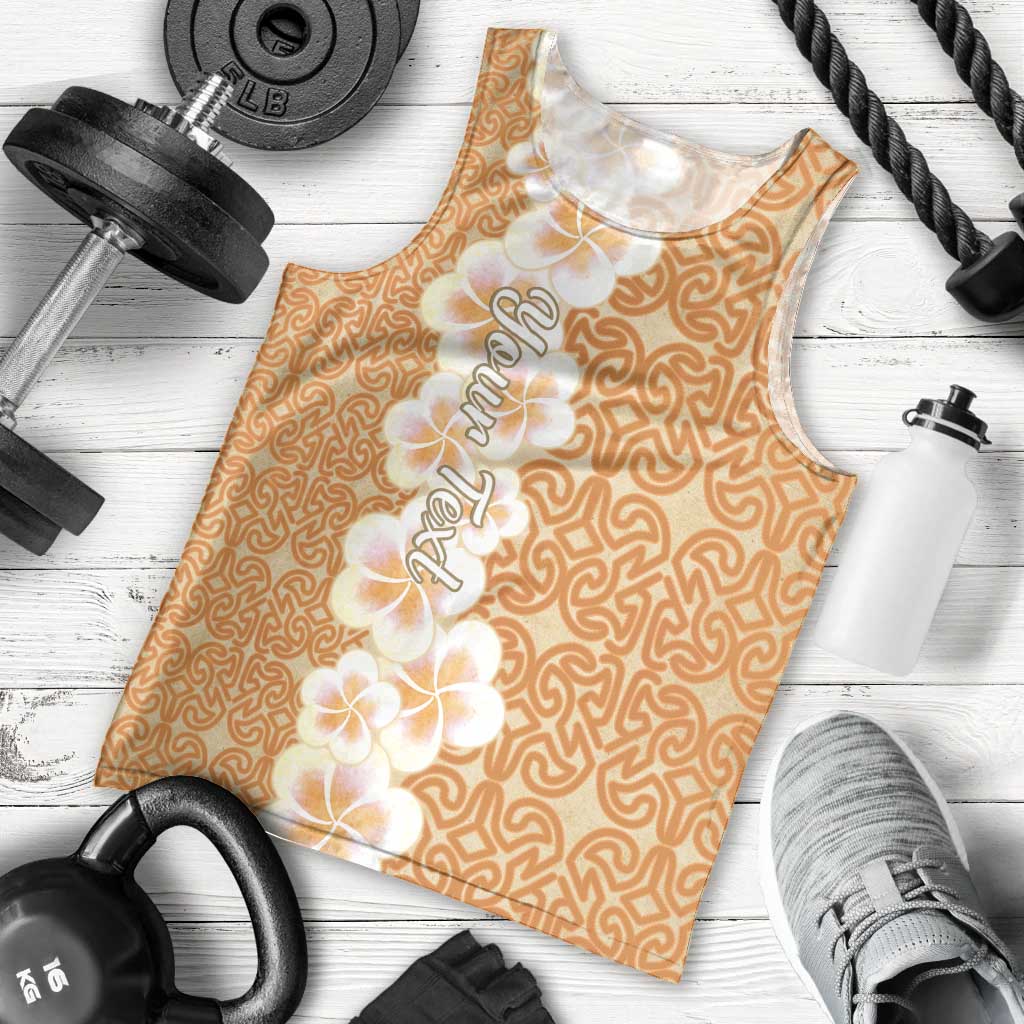 Personalised Tufi Tapa and Tattoo Festival Men Tank Top Oro Tapa Cloth With Plumeria LT14 - Polynesian Pride