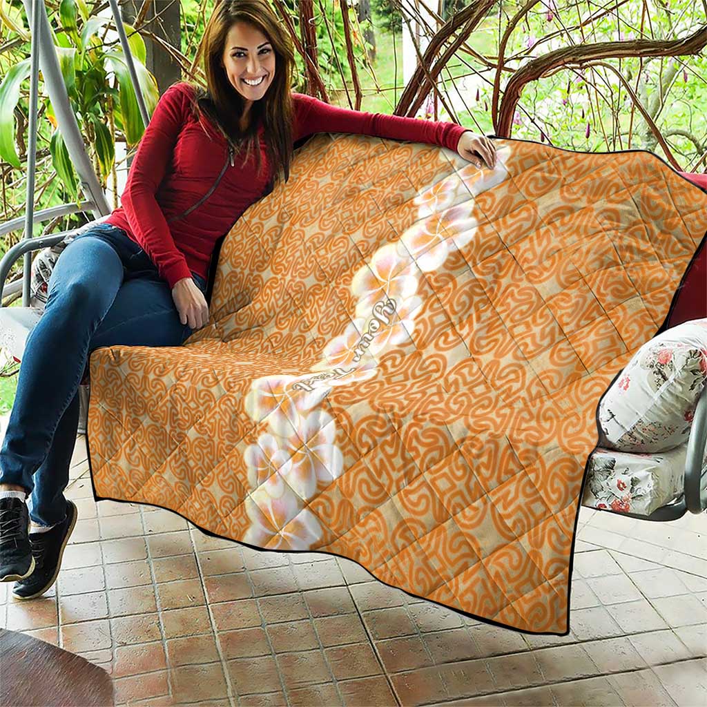 Personalised Tufi Tapa and Tattoo Festival Quilt Oro Tapa Cloth With Plumeria LT14 - Polynesian Pride