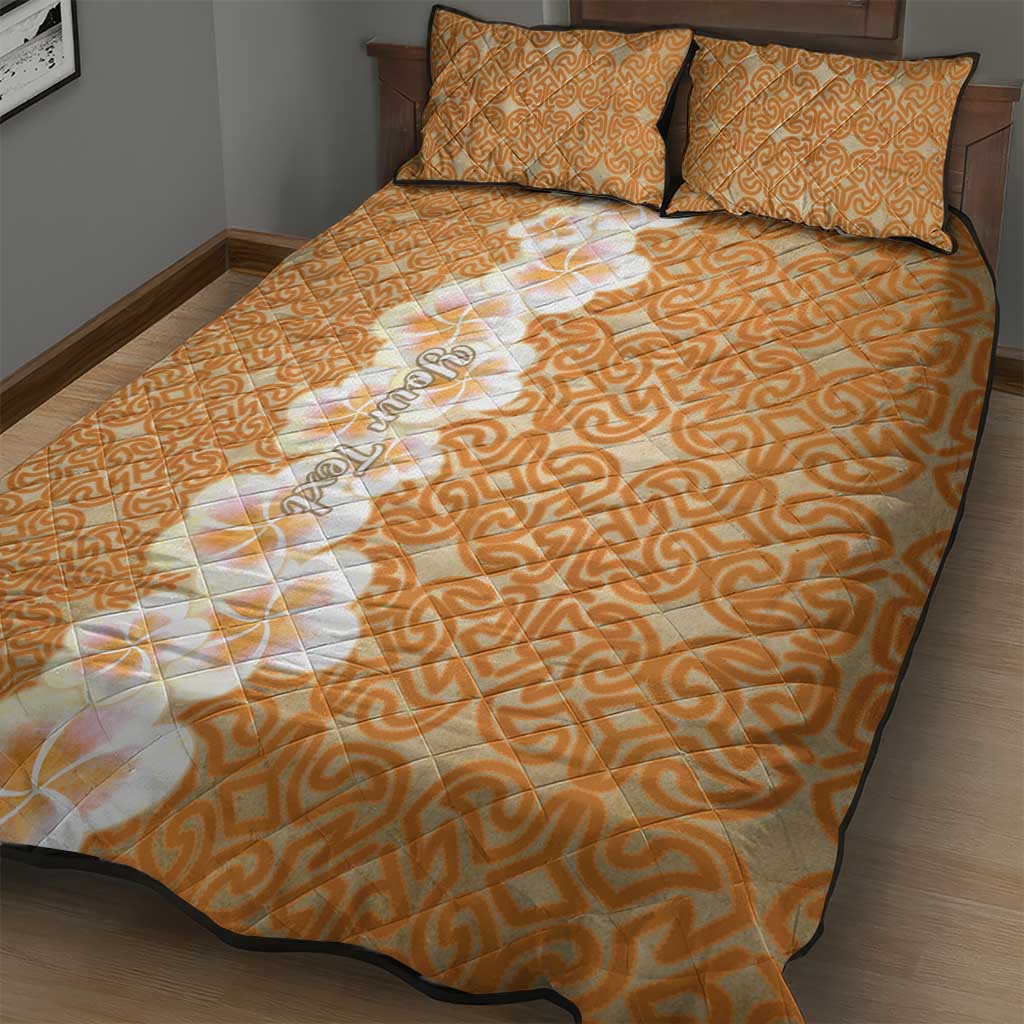 Personalised Tufi Tapa and Tattoo Festival Quilt Bed Set Oro Tapa Cloth With Plumeria LT14 - Polynesian Pride