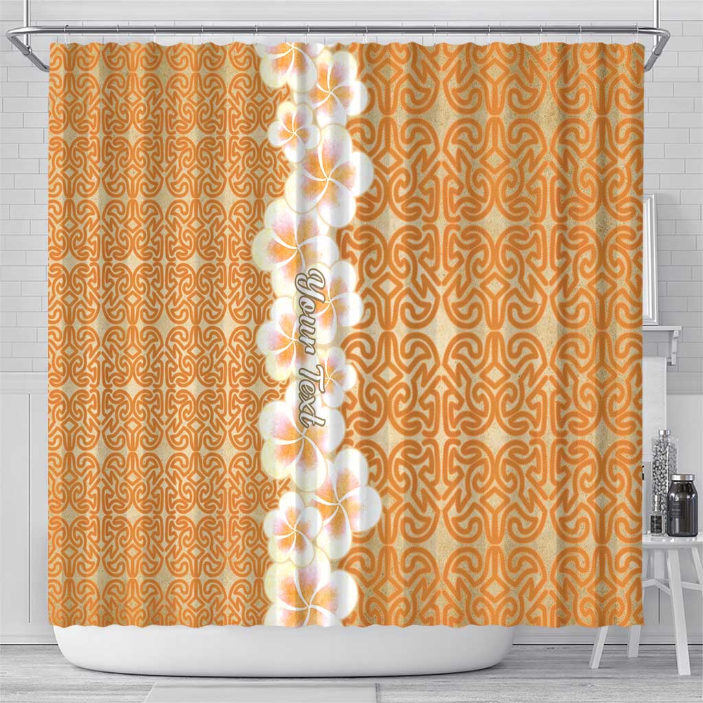 Personalised Tufi Tapa and Tattoo Festival Shower Curtain Oro Tapa Cloth With Plumeria LT14 - Polynesian Pride