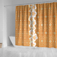 Personalised Tufi Tapa and Tattoo Festival Shower Curtain Oro Tapa Cloth With Plumeria LT14 - Polynesian Pride