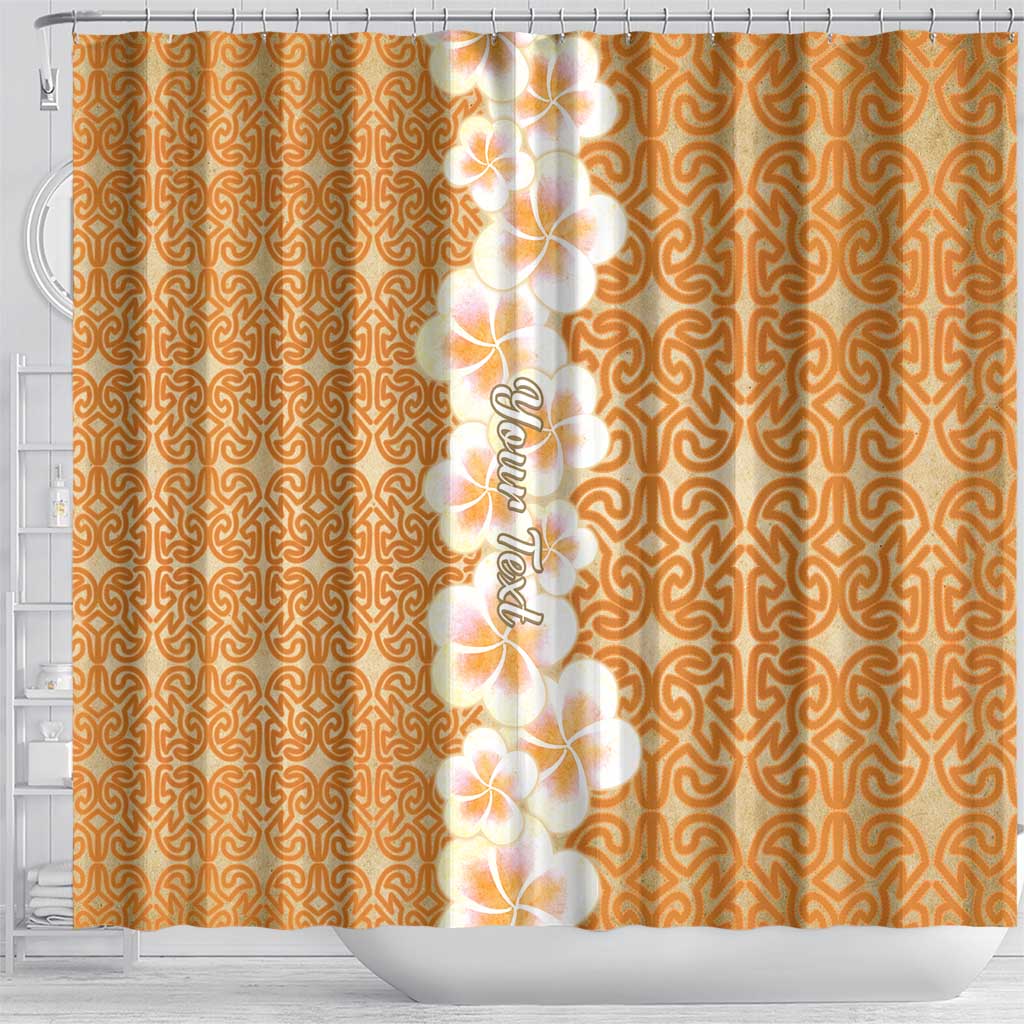 Personalised Tufi Tapa and Tattoo Festival Shower Curtain Oro Tapa Cloth With Plumeria LT14 - Polynesian Pride