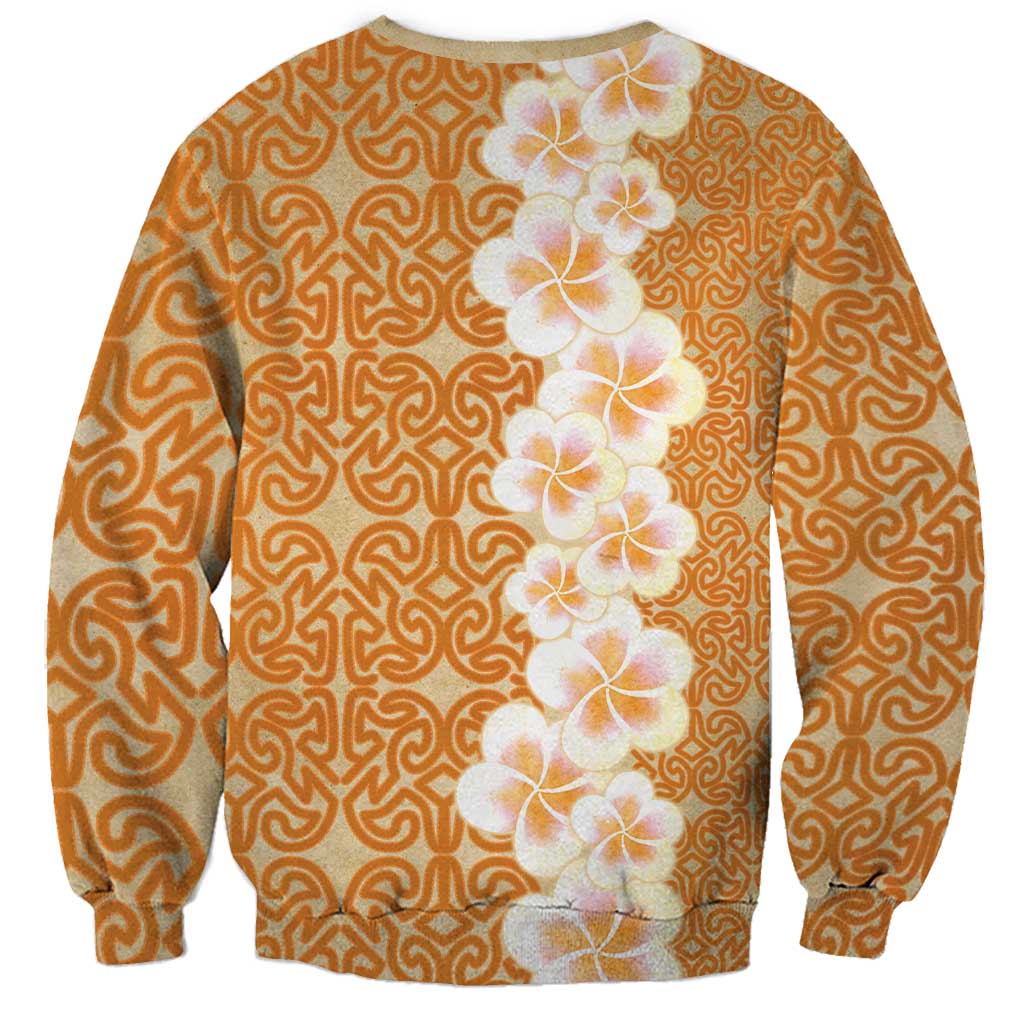 Personalised Tufi Tapa and Tattoo Festival Sweatshirt Oro Tapa Cloth With Plumeria LT14 - Polynesian Pride