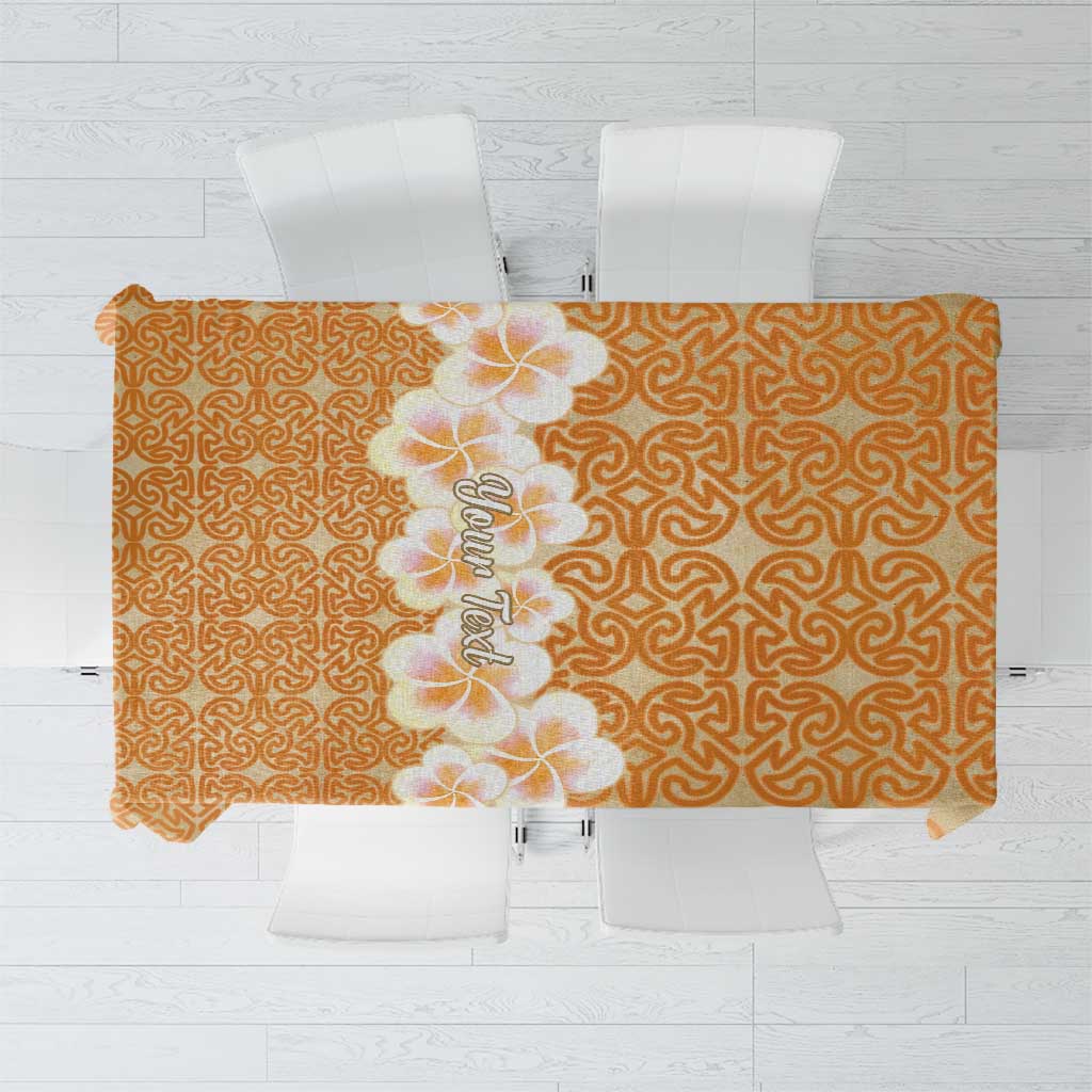 Personalised Tufi Tapa and Tattoo Festival Tablecloth Oro Tapa Cloth With Plumeria LT14 Brown - Polynesian Pride