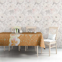 Personalised Tufi Tapa and Tattoo Festival Tablecloth Oro Tapa Cloth With Plumeria LT14 - Polynesian Pride