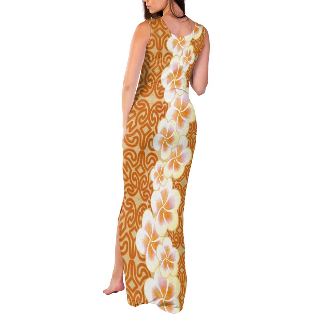 Personalised Tufi Tapa and Tattoo Festival Tank Maxi Dress Oro Tapa Cloth With Plumeria LT14 - Polynesian Pride