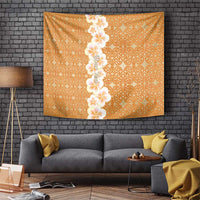 Personalised Tufi Tapa and Tattoo Festival Tapestry Oro Tapa Cloth With Plumeria LT14 Brown - Polynesian Pride