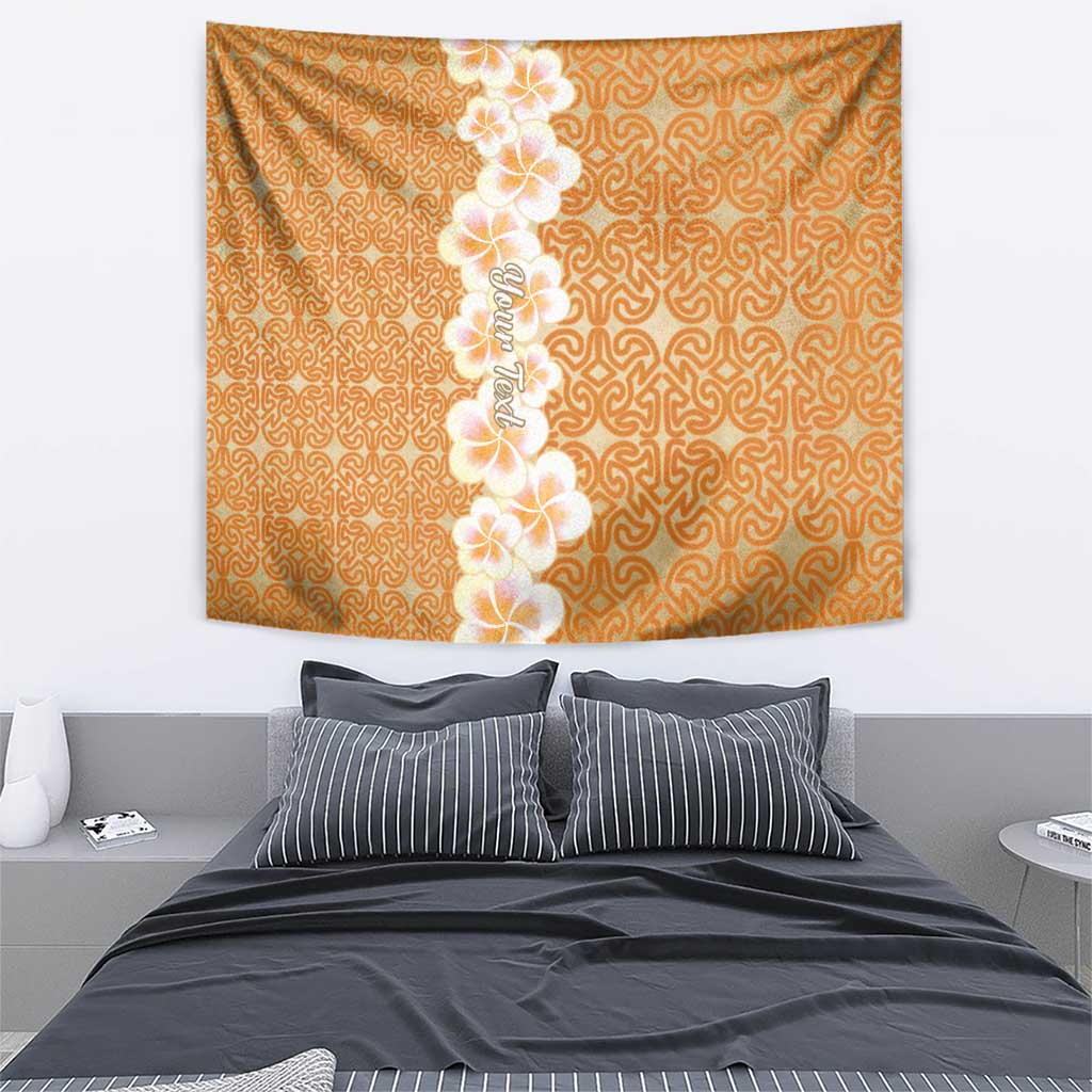 Personalised Tufi Tapa and Tattoo Festival Tapestry Oro Tapa Cloth With Plumeria LT14 - Polynesian Pride