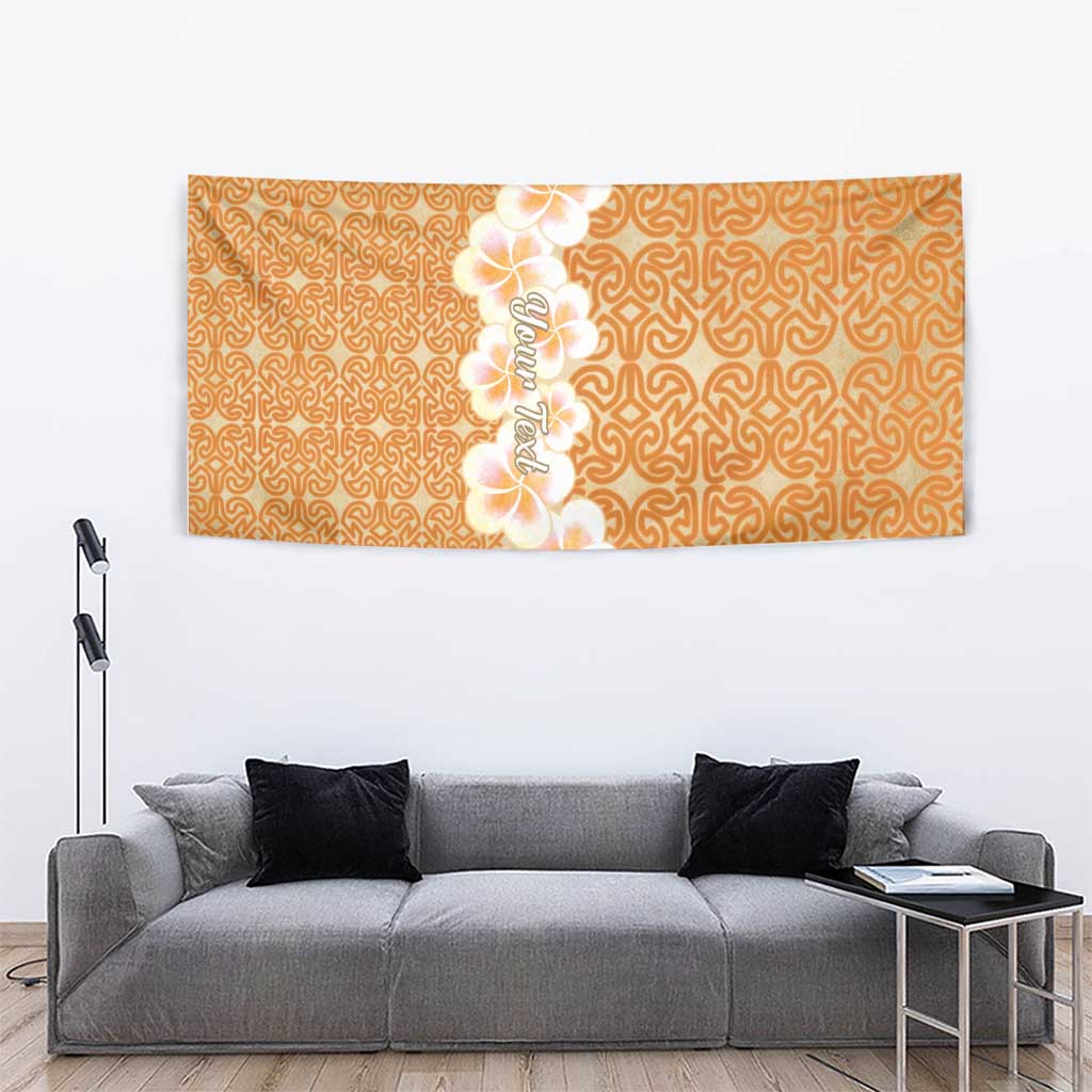 Personalised Tufi Tapa and Tattoo Festival Tapestry Oro Tapa Cloth With Plumeria LT14 - Polynesian Pride