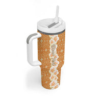 Personalised Tufi Tapa and Tattoo Festival Tumbler With Handle Oro Tapa Cloth With Plumeria LT14 - Polynesian Pride