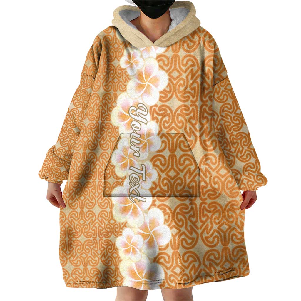 Personalised Tufi Tapa and Tattoo Festival Wearable Blanket Hoodie Oro Tapa Cloth With Plumeria LT14 - Polynesian Pride