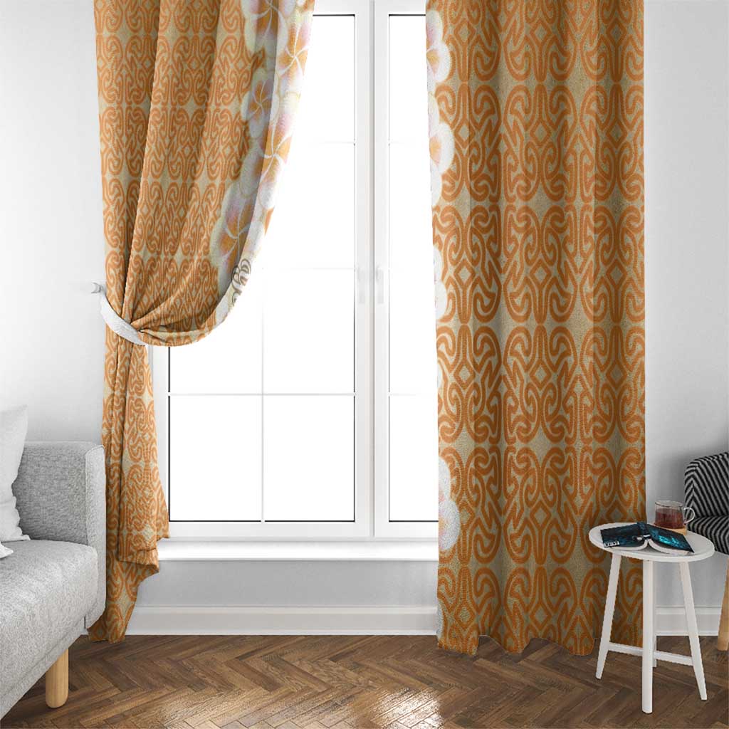 Personalised Tufi Tapa and Tattoo Festival Window Curtain Oro Tapa Cloth With Plumeria LT14 - Polynesian Pride
