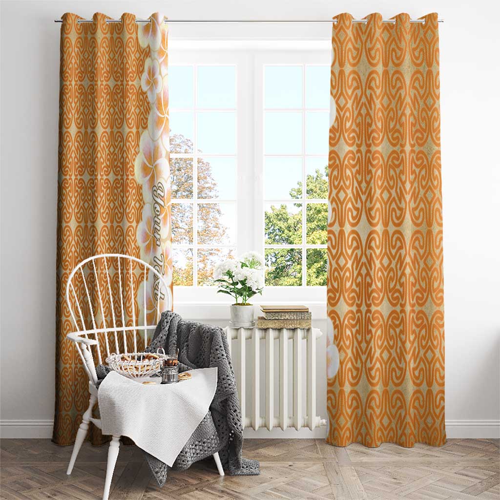 Personalised Tufi Tapa and Tattoo Festival Window Curtain Oro Tapa Cloth With Plumeria LT14 - Polynesian Pride